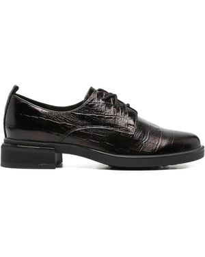 Linda Baumann Croc-Effect Lace-Up Fastening Oxford Shoes - Black