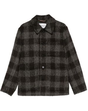 Amaranto Check Wool-Blend Shirt Jacket - Black