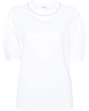 Peserico Bead-Trim Stretch-Cotton T-Shirt - White