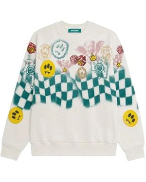 Barrow Graphic-Print Checkered Sweater - White