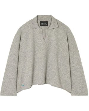 Alanui Ribbed Polo Neck Top - Gray