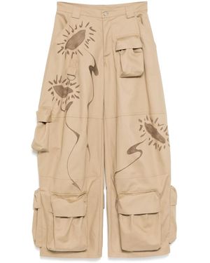 Collina Strada Daisy Garden Cargohose - Natur