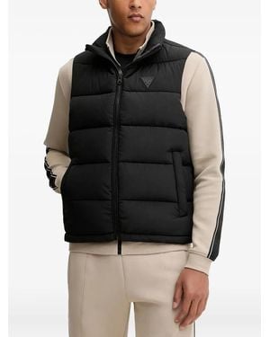 Guess Padded Logo-Plaque Gilet - Black