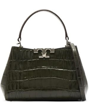 Tory Burch Bolso Satchel Eleanor Mini Con Efecto De Piel De Cocodrilo - Negro