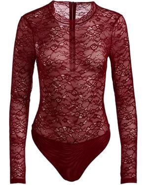 Alice + Olivia Tayen Body Met Ronde Hals En Kant - Rood