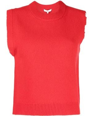 Tibi Distressed Lambswool Vest - Red