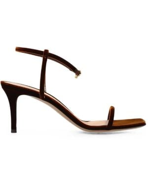 Gianvito Rossi Velvet-Finish Square-Toe Sandals - Brown