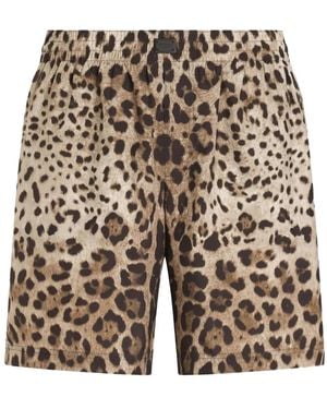Dolce & Gabbana Mid-Length Swim Trunks With Leopard - Brown