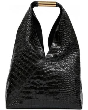 MM6 by Maison Martin Margiela Bolso de hombro con efecto de piel de cocodrilo - Negro