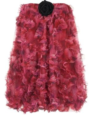 KENZIE KLAMBIE Floral-Print Ruffled Mini Dress - Red