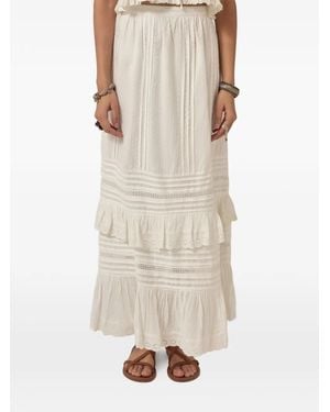 MAISON HOTEL Allegra Ruffled Plumeti Maxi Skirt - Natural