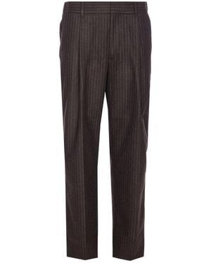 NN07 Pinstripe-Pattern Trousers - Grey