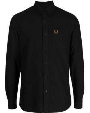 Fred Perry Oxford Logo-Embroidered Cotton Shirt - Black