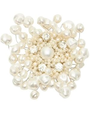 N°21 Faux-Pearl Crystal-Embellished Brooch - White
