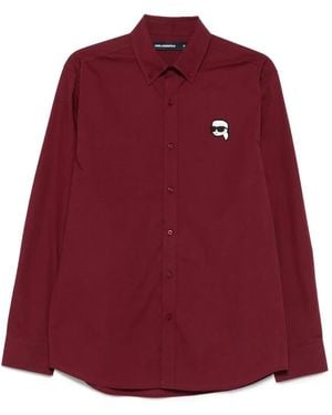 Karl Lagerfeld Logo-Patch Shirt - Red