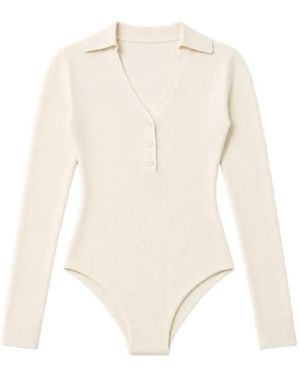 MC2 Saint Barth Ribbed-Knit Long-Sleeve Bodysuit - White