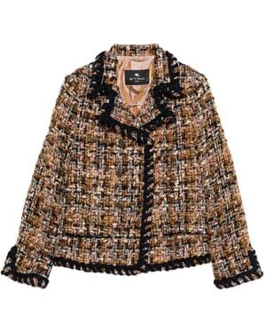 Etro Double-Breasted Tweed Jacket - Brown