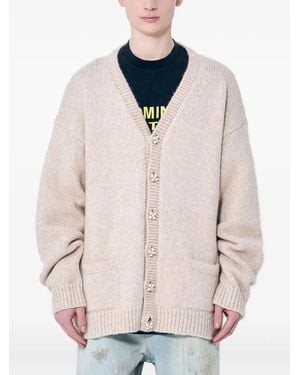 Vetements Faux-Pearl Embellished Cardigan - Natural