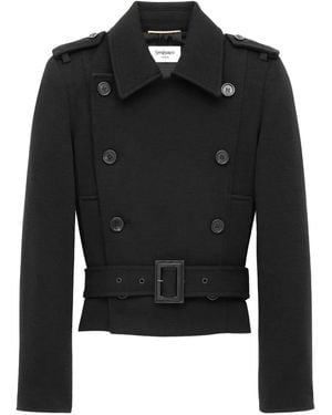 Saint Laurent Doppelreihige Officer's Jacke - Schwarz