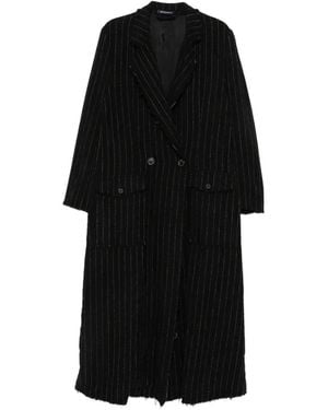 Rundholz Pinstripe Frayed-Edge Coat - Black
