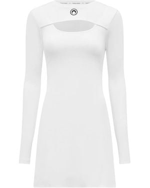 Marine Serre Ribbed Mini Dress - White