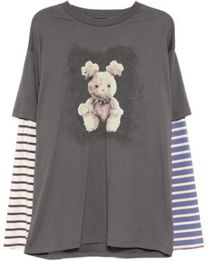 Mini Cream T-Shirt Mit Grafischem Print - Grau
