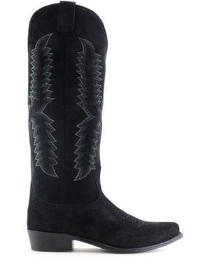 Notabene Western Suede Block-Heel Boots - Black