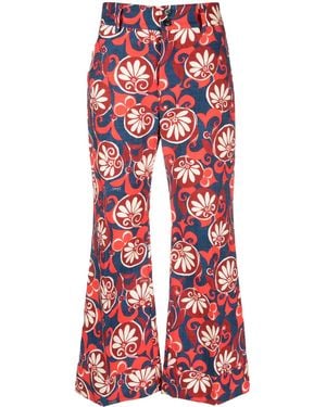 La DoubleJ Hendrix Floral-Print Cotton Trousers - Red