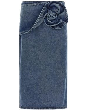 Magda Butrym Floral denim skirt - Azul