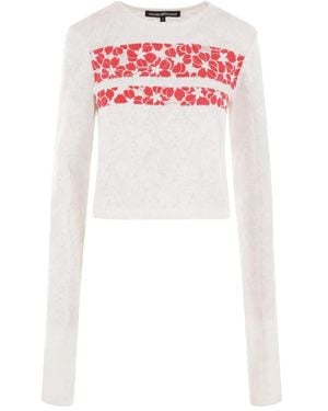 Reward If Found Strickoberteil mit Blumeneinsatz - Weiß