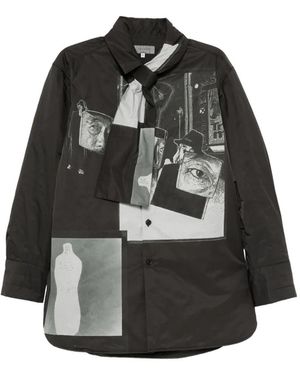 Yohji Yamamoto Stole-Detail Padded Shirt - Black