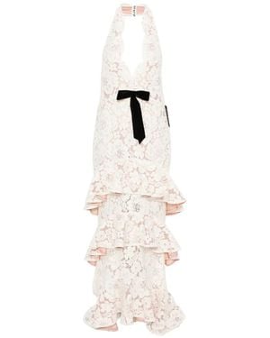 retroféte Senara Lace Ruffled Maxi Dress - White