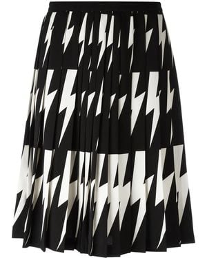 Neil Barrett Lightning Bolt Pleated Skirt - Black