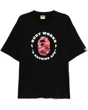 A Bathing Ape Logo-Printed T-Shirt - Black