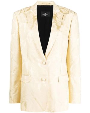 Etro Patterned-Jacquard Single-Breasted Blazer - Natural