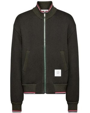 Thom Browne Loopback Oversized Rwb Stripe Jacket - Black