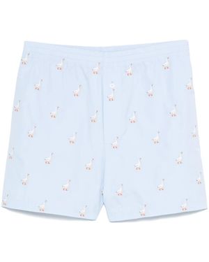 Moschino Duck-Embroidered Shorts - Blue