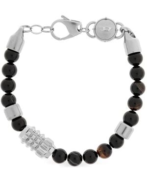 DIESEL Beaded Logo-Charm Bracelet - Wit