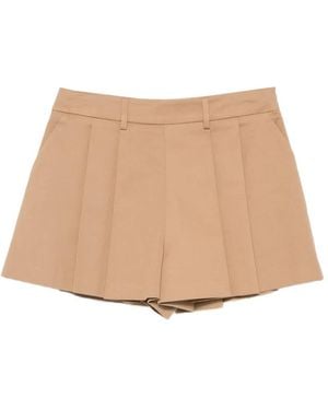 NINA 14.7 Belt-Loop Pleated Shorts - Natural