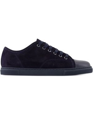 Lanvin Suede Leather Cap-Toe Sneakers - Blue