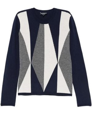 Emporio Armani ジオメトリックパターン セーター - ブルー