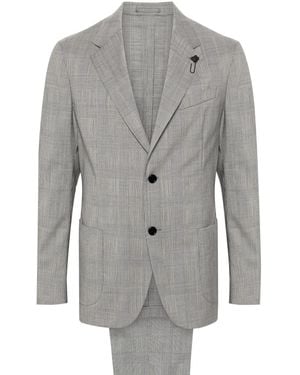 Lardini Prince-Of-Wales-Check Wool Suit - Gray
