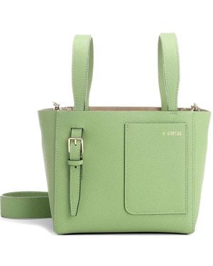 Valextra Mini Leather Bucket Bag - Green