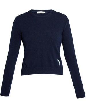 Erdem Embroidered Crew-Neck Sweater - Blue