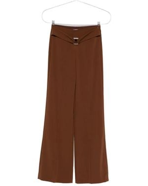 Patrizia Pepe Buckle-Fastening Wide-Leg Pants - Brown