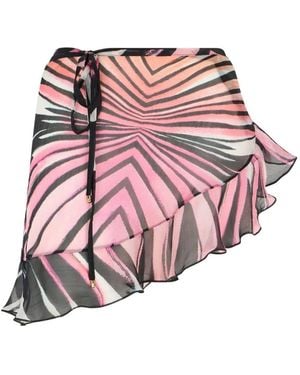 Roberto Cavalli Ray Of Paradise Minirock Mit Rüschenbesatz - Pink