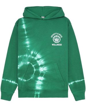 Sporty & Rich Emblem Tie Dye Hoodie - Green