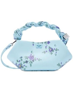 Ganni Mini Bou Floral-Print Crossbody Bag - Blue