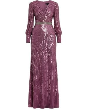 Mac Duggal Robe Ornée De Sequins À Manches Bouffantes - Violet