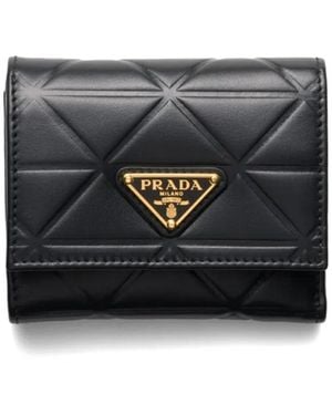 Prada Portafoglio Piccolo Con Motivo A Triangolo - Grigio